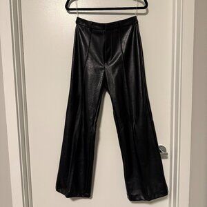 Because of Alice BOA Faux Leather Wide-Leg Pants – Black – Sz M (Tailored Short)